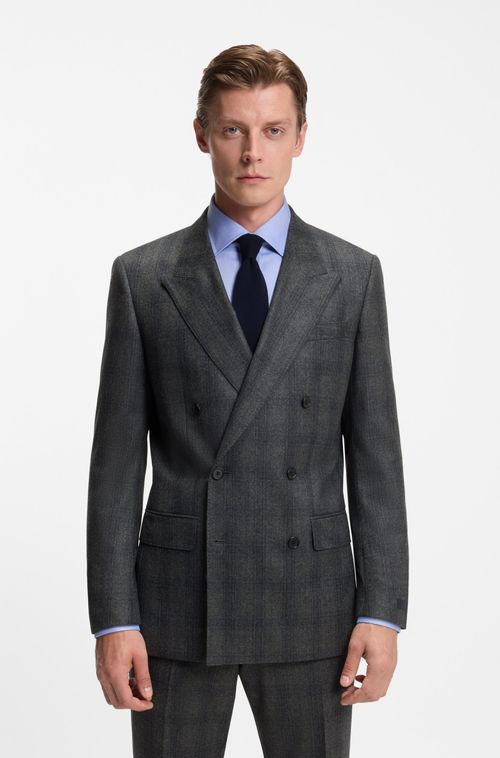 Casaco De Terno De Ajuste Slim Beckham X Boss Em Lã Xadrez