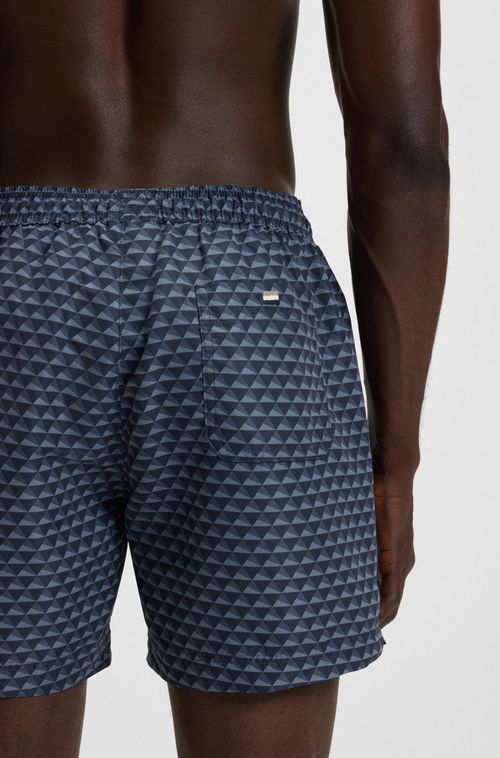 Shorts De Banho Estampado Com Fio Na Cintura