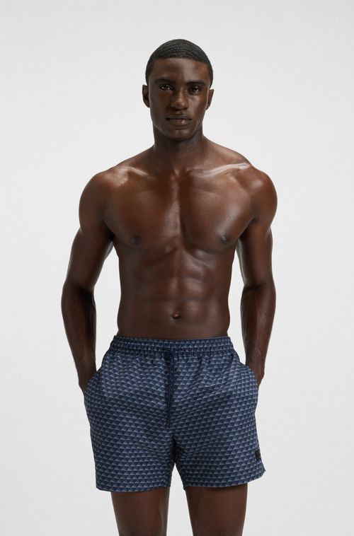 Shorts De Banho Estampado Com Fio Na Cintura