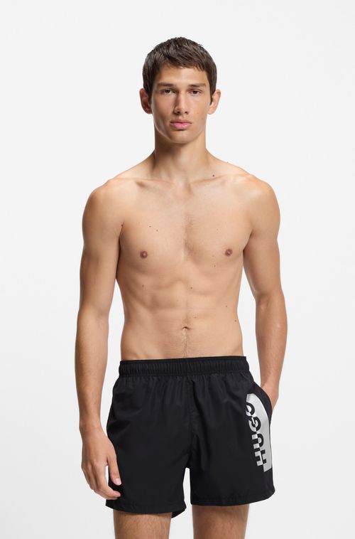 Shorts De Banho Com Logo Metálico