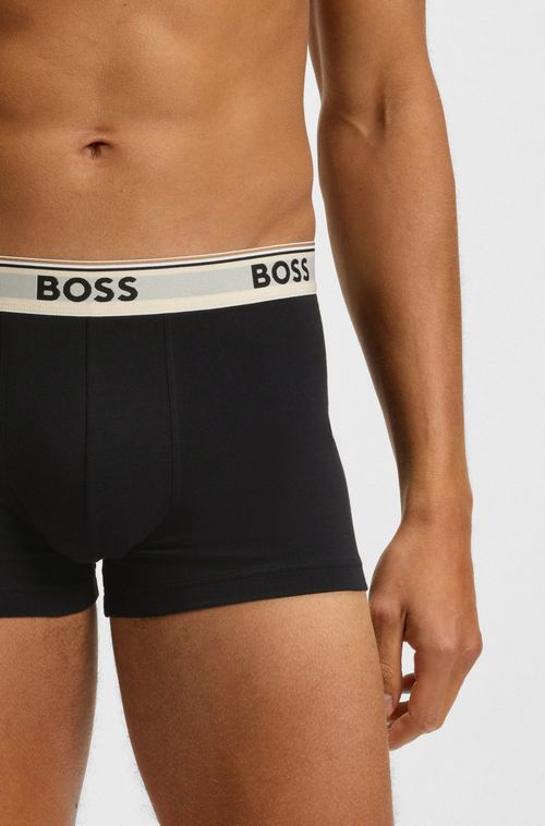 Pack De Três Cuecas De Algodão Elástico Com Logo Na Cintura