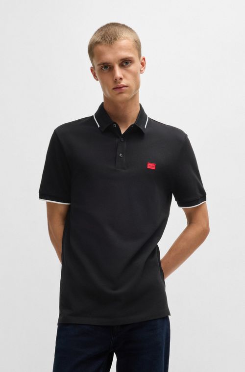 Polo Slim-Fit De Algodão Italiano Com Etiqueta De Logo