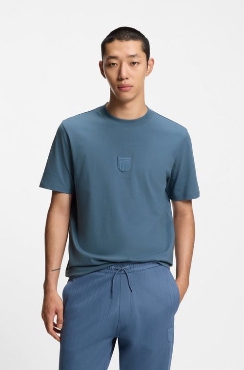 Camiseta Em Jersey De Algodão Com Logo Em Borracha