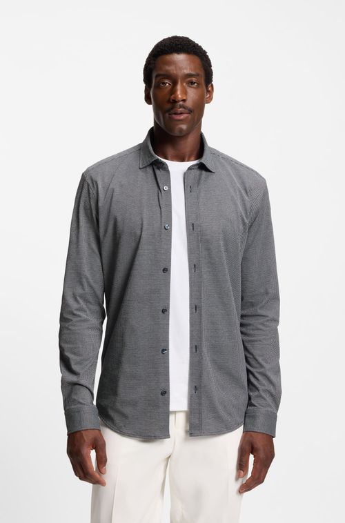 Camisa De Ajuste Slim Em Mistura De Algodão