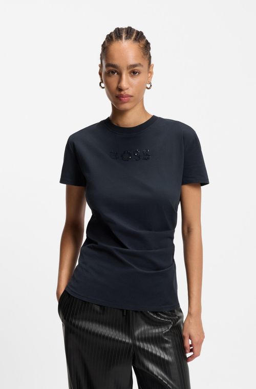 Camiseta Slim Em Algodão Mercerizado Com Logo