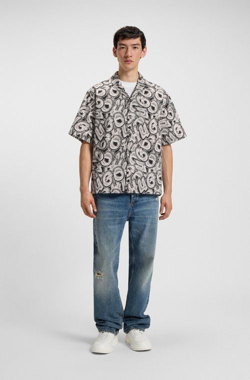 Camisa De Ajuste Descontraído Em Algodão