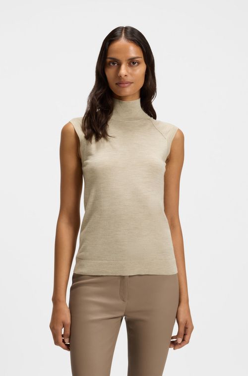 Top De Gola Alta Em Lã