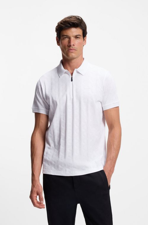 Polo Em Algodão Mercerizado Com Padrão De Jacquard