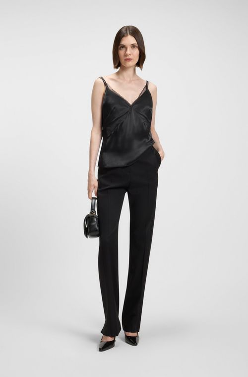 Blusa De Cetim Com Acabamento Em Renda