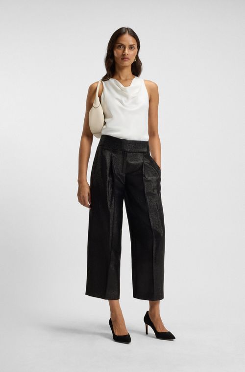 Top Sem Mangas Em Cetim Com Gola Drapeada