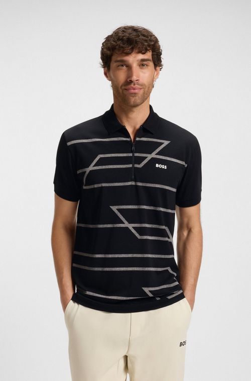Polo De Ajuste Slim Em Algodão Com Padrão Estampado