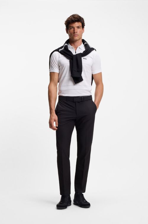 Polo De Ajuste Slim Em Algodão Com Padrão Estampado