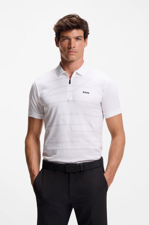 Polo De Ajuste Slim Em Algodão Com Padrão Estampado