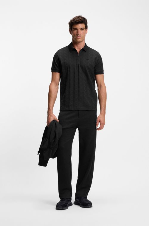 Polo Em Algodão Mercerizado Com Padrão De Jacquard