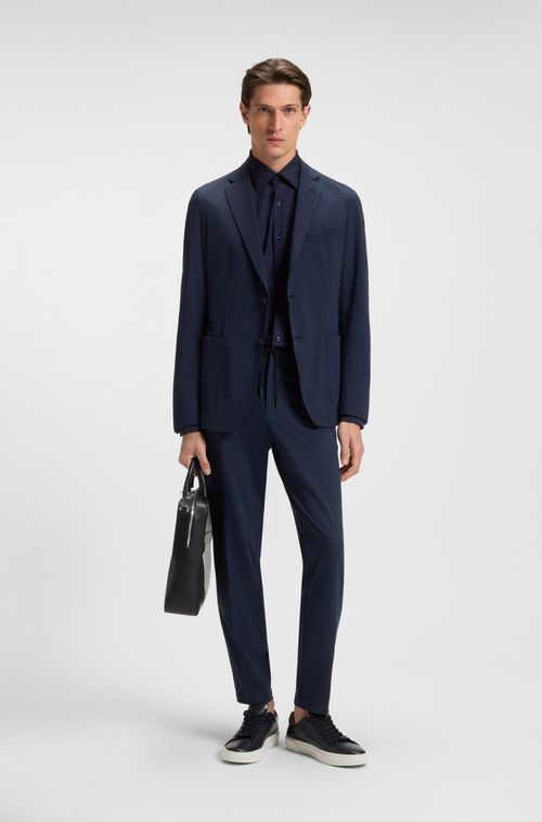 Camisa De Ajuste Slim Em Tecido De Flanela Elástica