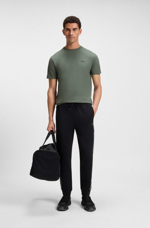 Camiseta De Ajuste Regular Em Algodão Elástico Com Logo