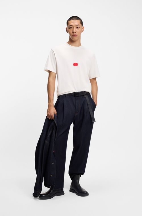 Camiseta Em Jersey De Algodão Com Logo Em Lacre