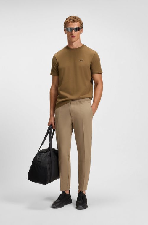 Camiseta De Algodão Piqué Com Colarinho Em Jacquard