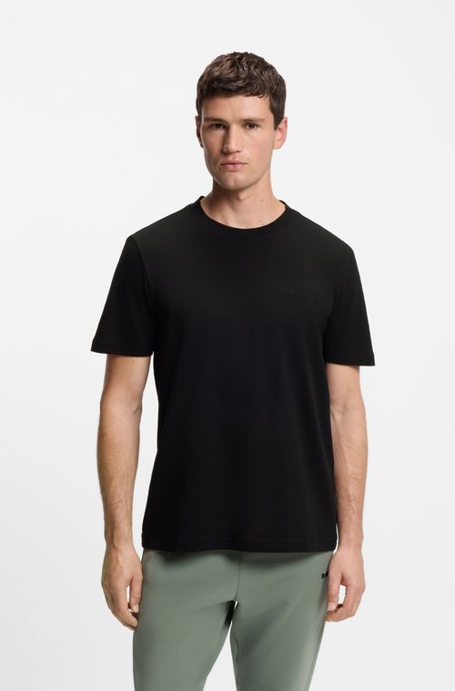 Camiseta De Algodão Piqué Com Tecido Em Jacquard