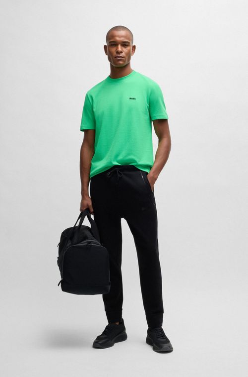 Camiseta De Algodão Piqué Com Colarinho Oxford-Jacquard