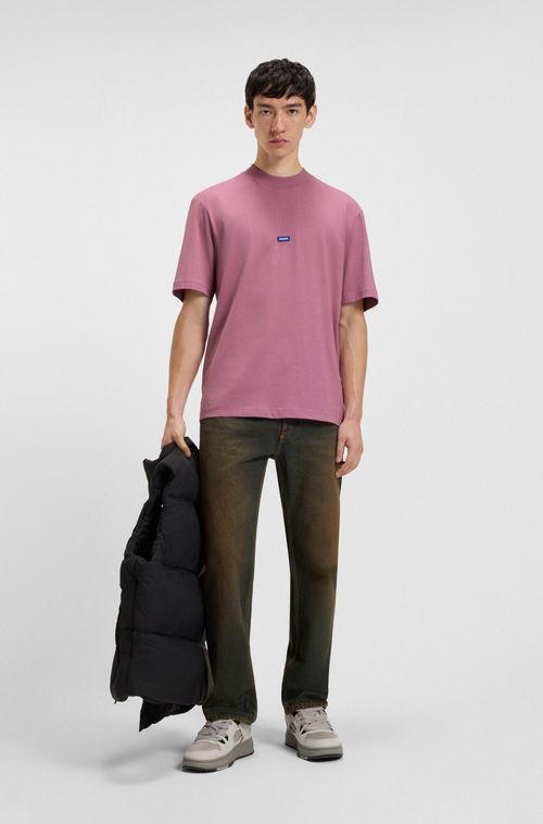 Camiseta De Ajuste Regular Em Algodão Com Logo