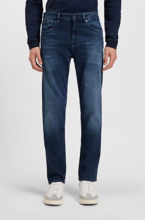 Calças Jeans De Ajuste Regular Em Jeans Azul