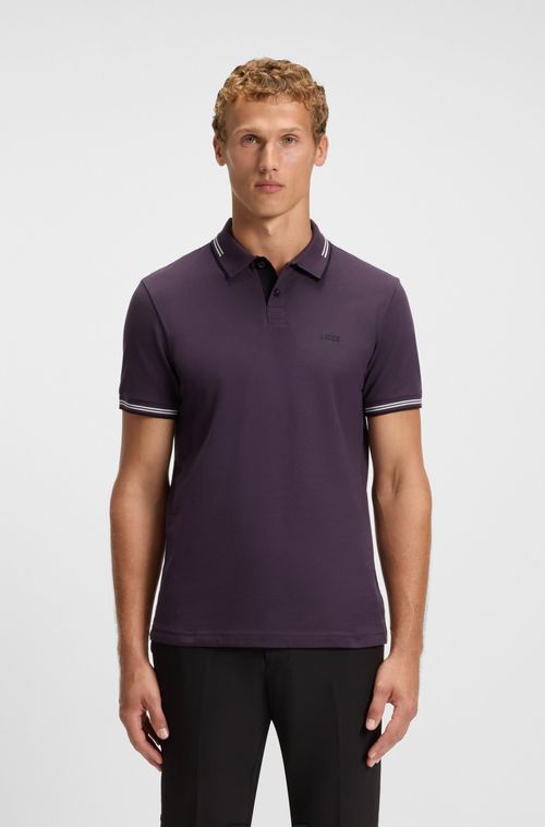 Polo De Ajuste Slim Em Algodão Elástico