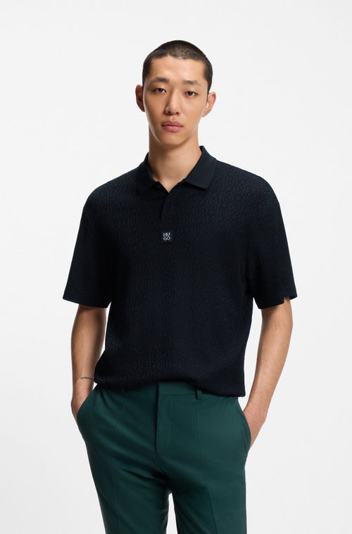Polo De Ajuste Descontraído Com Padrão De Jacquard