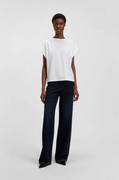 Camiseta De Ajuste Descontraído Em Algodão Com Logo Manuscrito