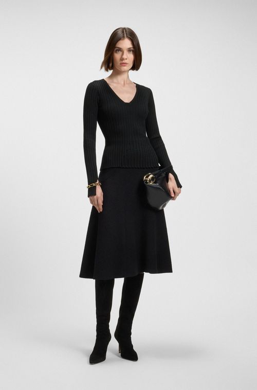 Suéter De Malha Em Tecido Stretch Com Padrão Bicolor