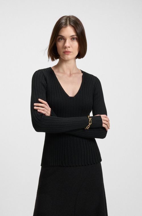 Suéter De Malha Em Tecido Stretch Com Padrão Bicolor