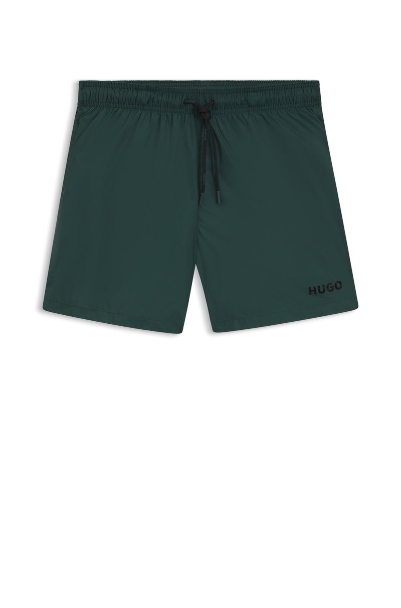 Shorts De Banho Forrado Com Logo Em Contraste
