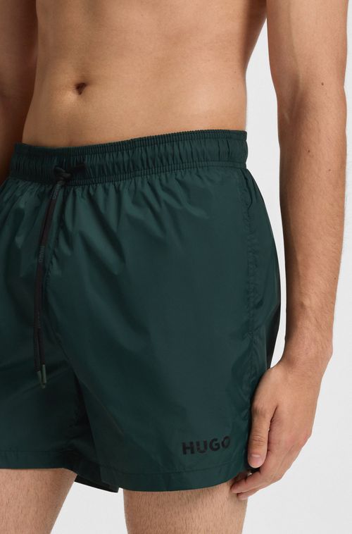 Shorts De Banho Forrado Com Logo Em Contraste