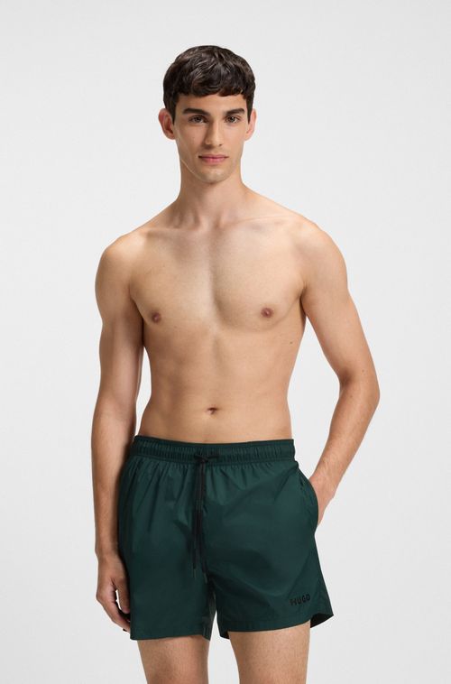 Shorts De Banho Forrado Com Logo Em Contraste