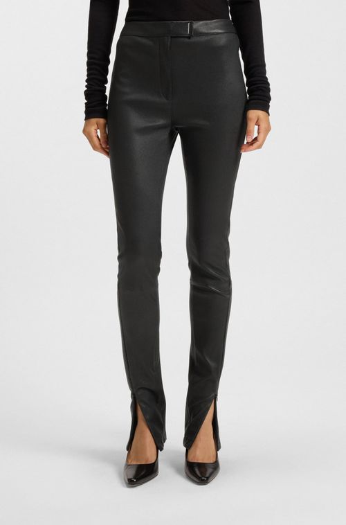 Leggings De Couro Com Fechamento De Gancho Com Logo