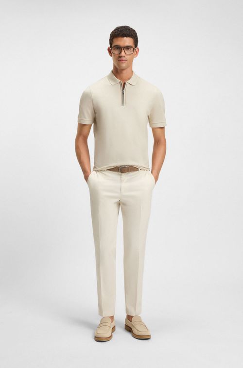 Polo De Algodão Mercerizado Com Fecho De Correr