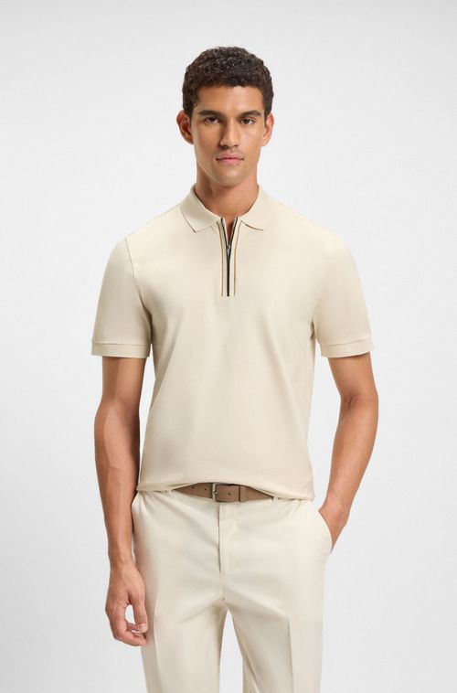 Polo De Algodão Mercerizado Com Fecho De Correr