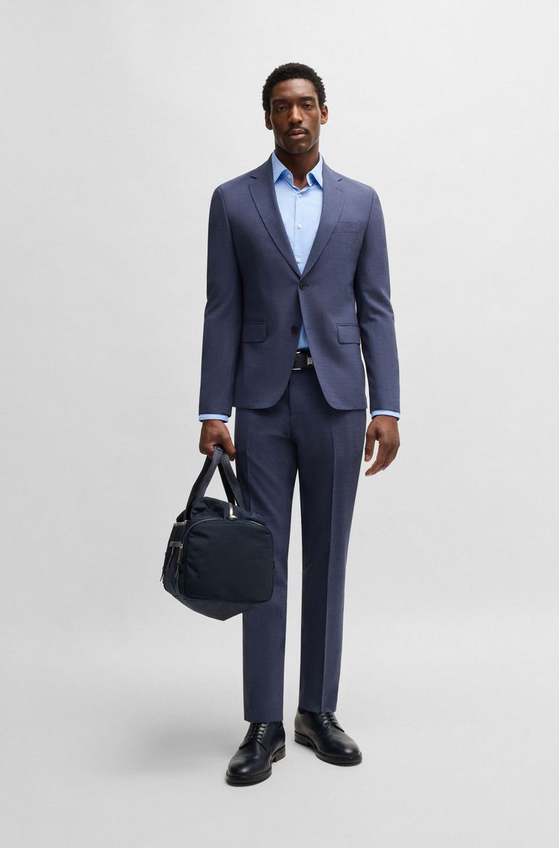 Camisa De Ajuste Regular Em Tecido Elástico Estruturado