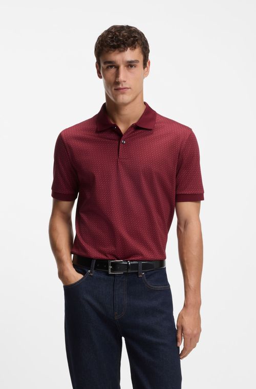 Polo De Algodão Mercerizado Com Monogramas De Dois Tons