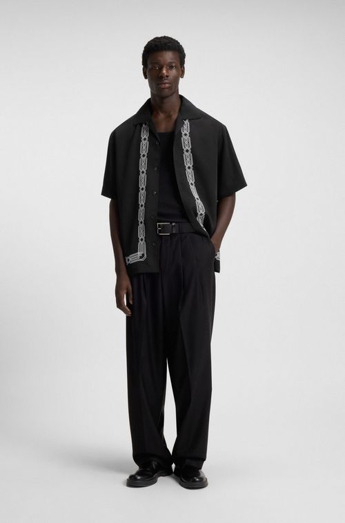 Camisa De Ajuste Oversized Com Padrão Bordado