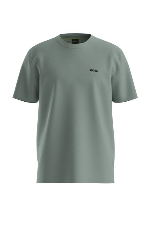 Camiseta Em Algodão Elástico Com Logo Contrastante