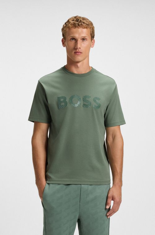 Camiseta Em Jersey De Algodão Com Logo Estruturado