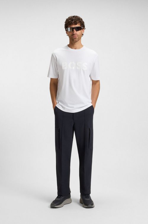 Camiseta Em Jersey De Algodão Com Logo Estruturado