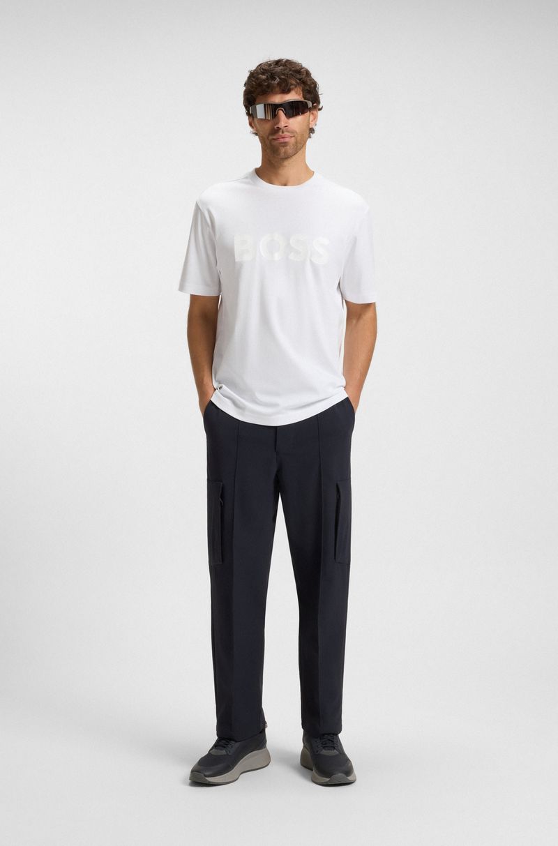 Camiseta Em Jersey De Algodão Com Logo Estruturado