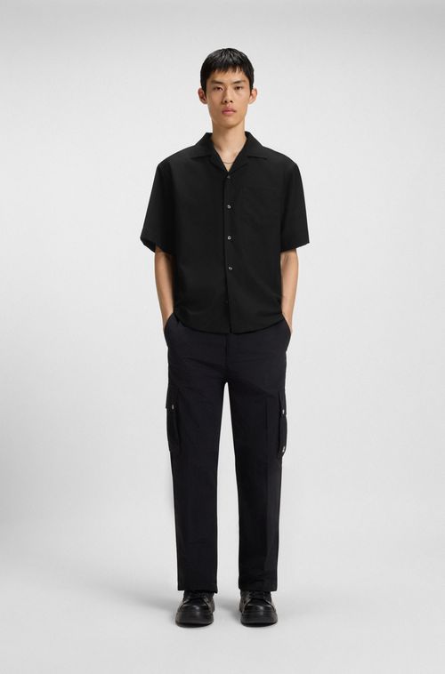 Camisa De Ajuste Oversized Em Sarja De Mistura De Lã