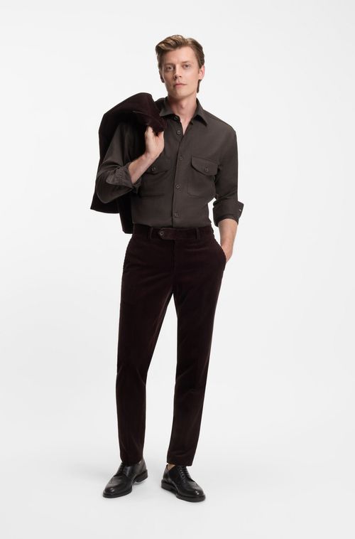 Camisa De Ajuste Descontraído Beckham X Boss Em Lã Virgem