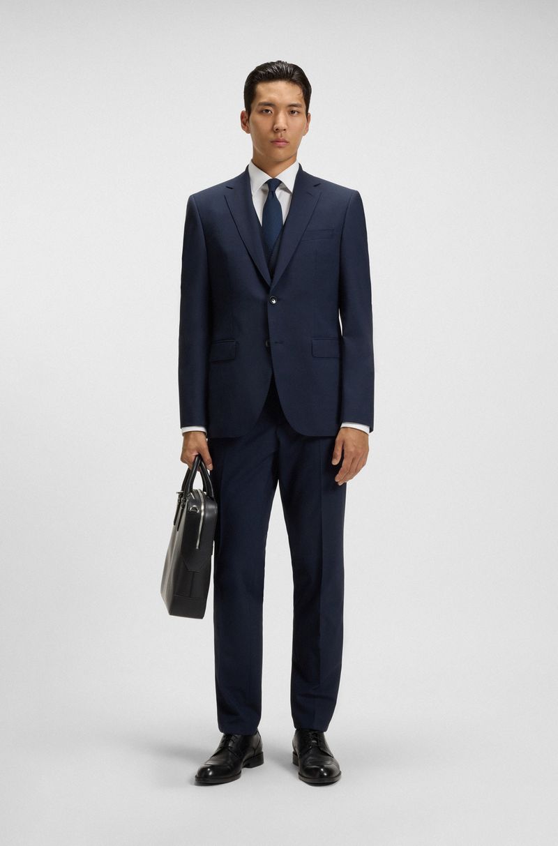 Colete Slim Fit Em Lã Virgem Stretch