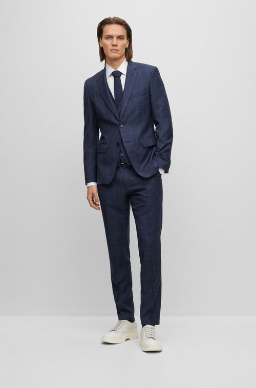 Terno Slim-Fit De Três Peças Em Lã Virgem Verificada