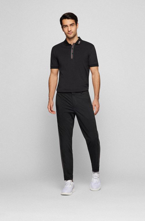 Calça Slim Fit Em Mistura De Algodão Com Faixa Lateral