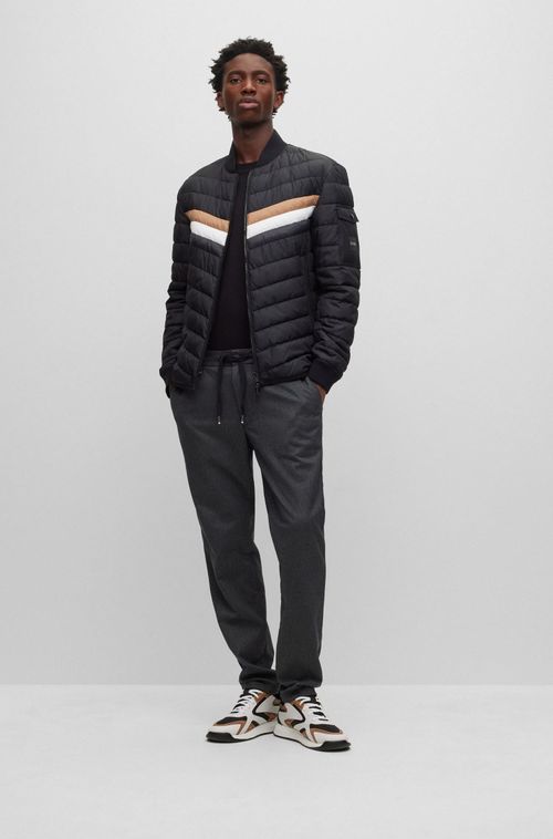 Jaqueta Acolchoada Impermeável Com Listra Exclusiva